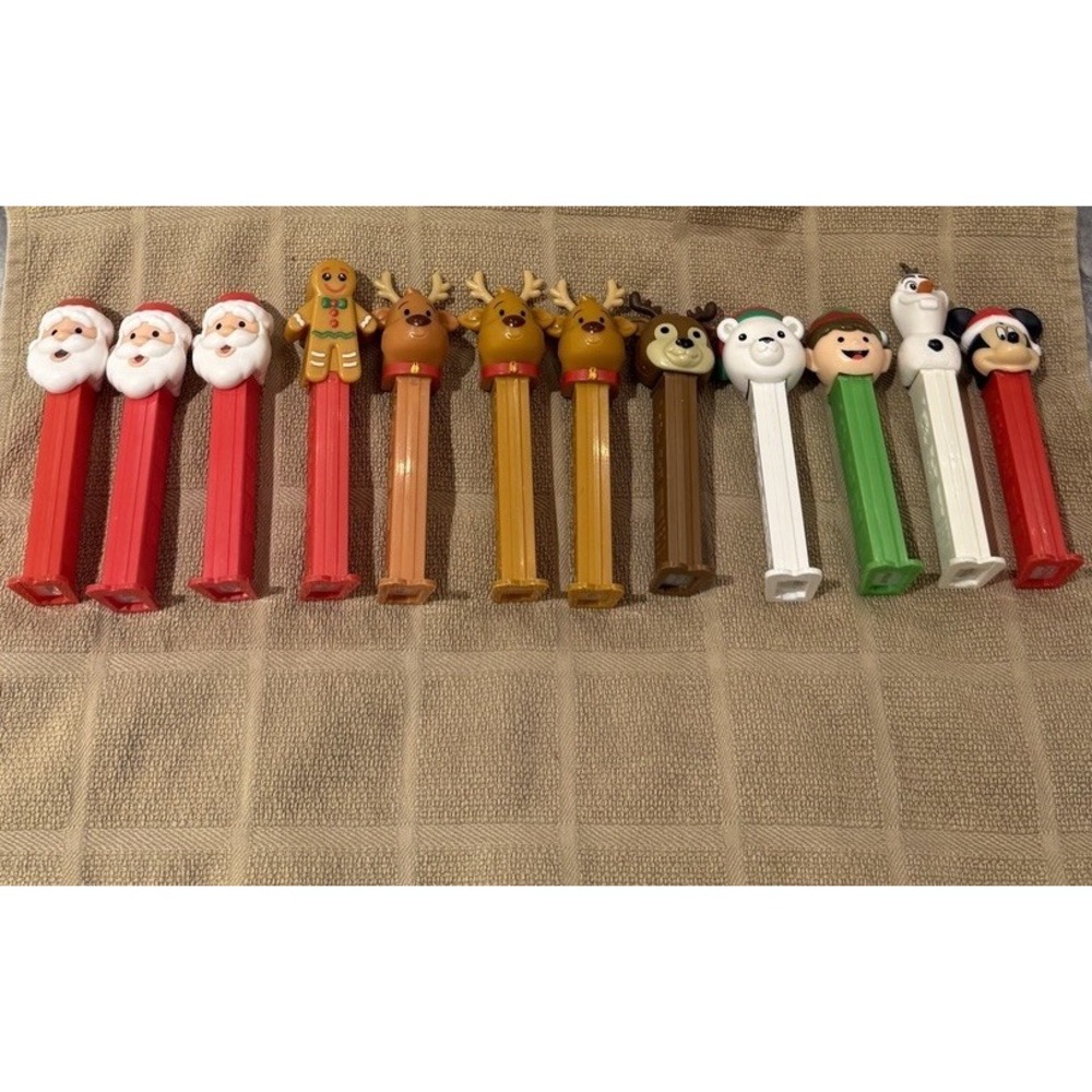 PEZ Dispensers Lot of 12 Santa Reindeer Polar Bear Gingerbread Olaf Mickey Elf